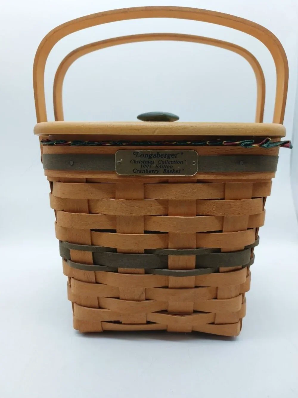 Longaberger Christmas Collection Cranberry Basket W/ Liner Protector 1995